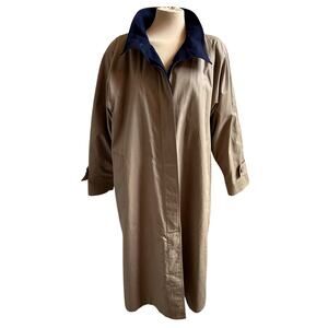 VTG 80s London Fog Trench Coat Womens sz 14 P Khaki Lined Preppy Classic